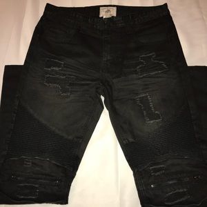 Smoke Rise Black Biker Style Jeans 36x34